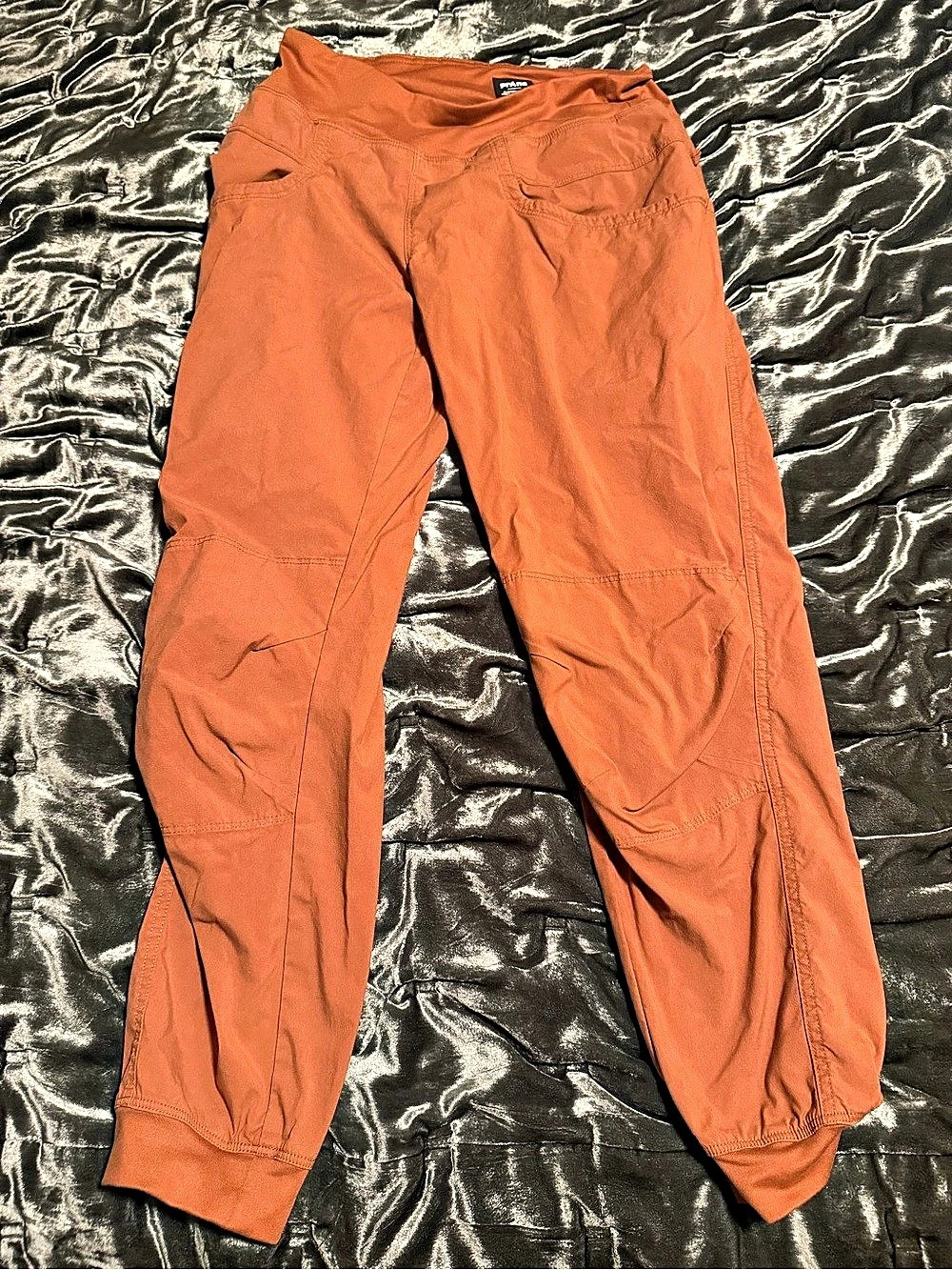 prAna Kanab Jogger Pant Womens Rust Orange Climbing Hiking Knit Waistband Size M